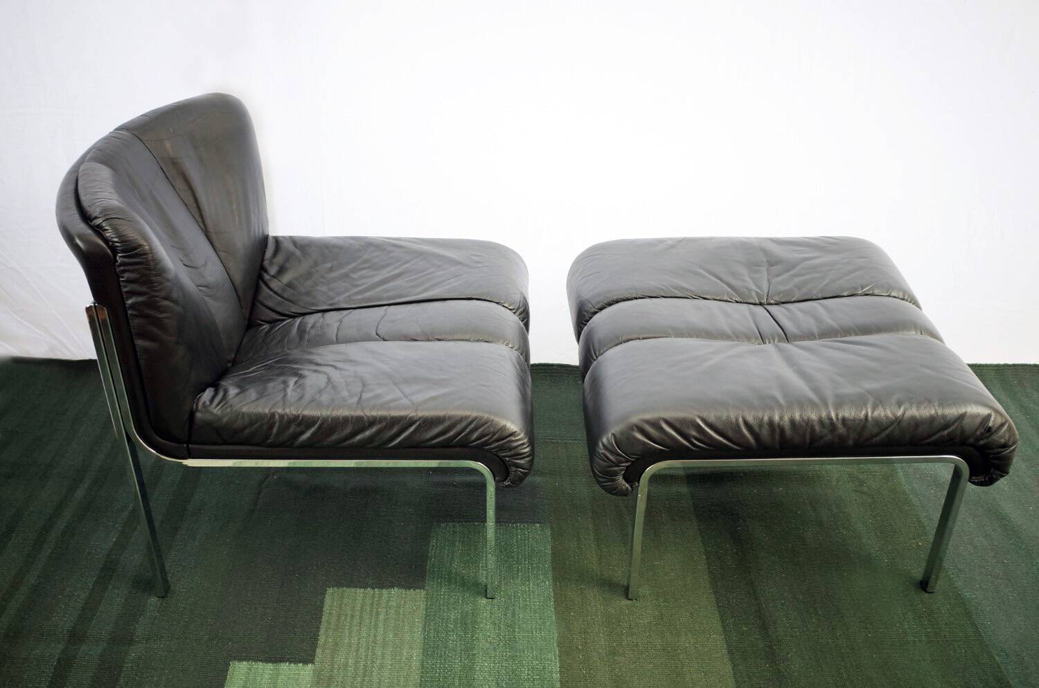 Siège en cuir avec chaise longue Ottomane modèle 1200 Eichenberger pour Girsberger