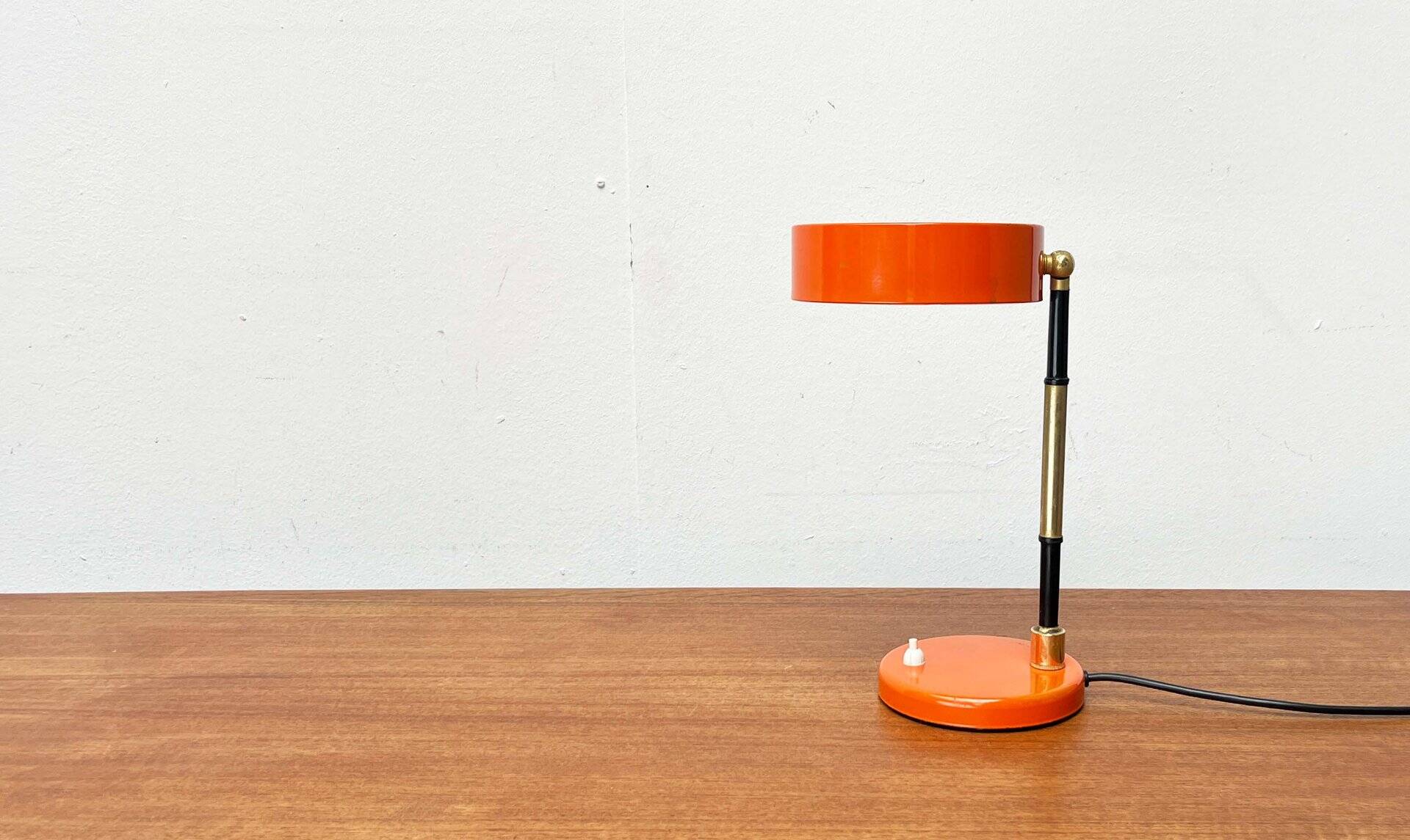 Mid-century minimalist orange table lamp, Italy, 1960s.