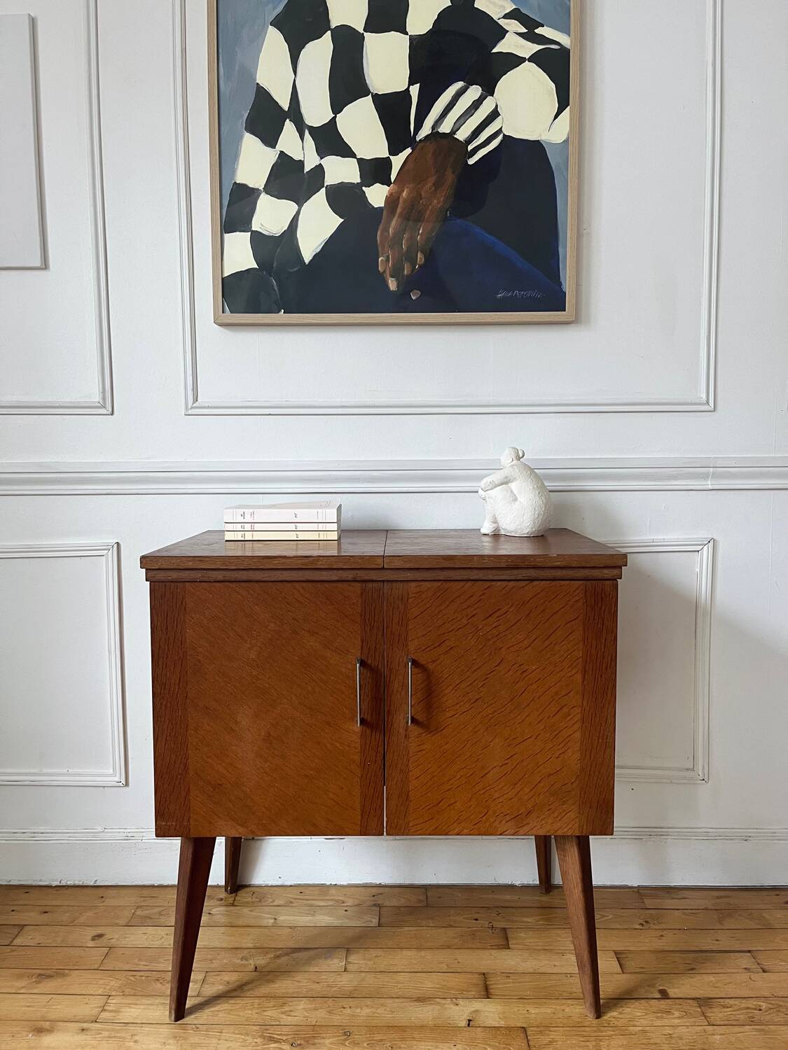 Meuble d’appoint vintage pieds compas