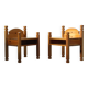 Pair of vintage chunky solid pine bedside tables, Denmark, 1970s