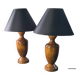 Pair of scandinavian design bedside lamps in turned wood elec ok 48x25