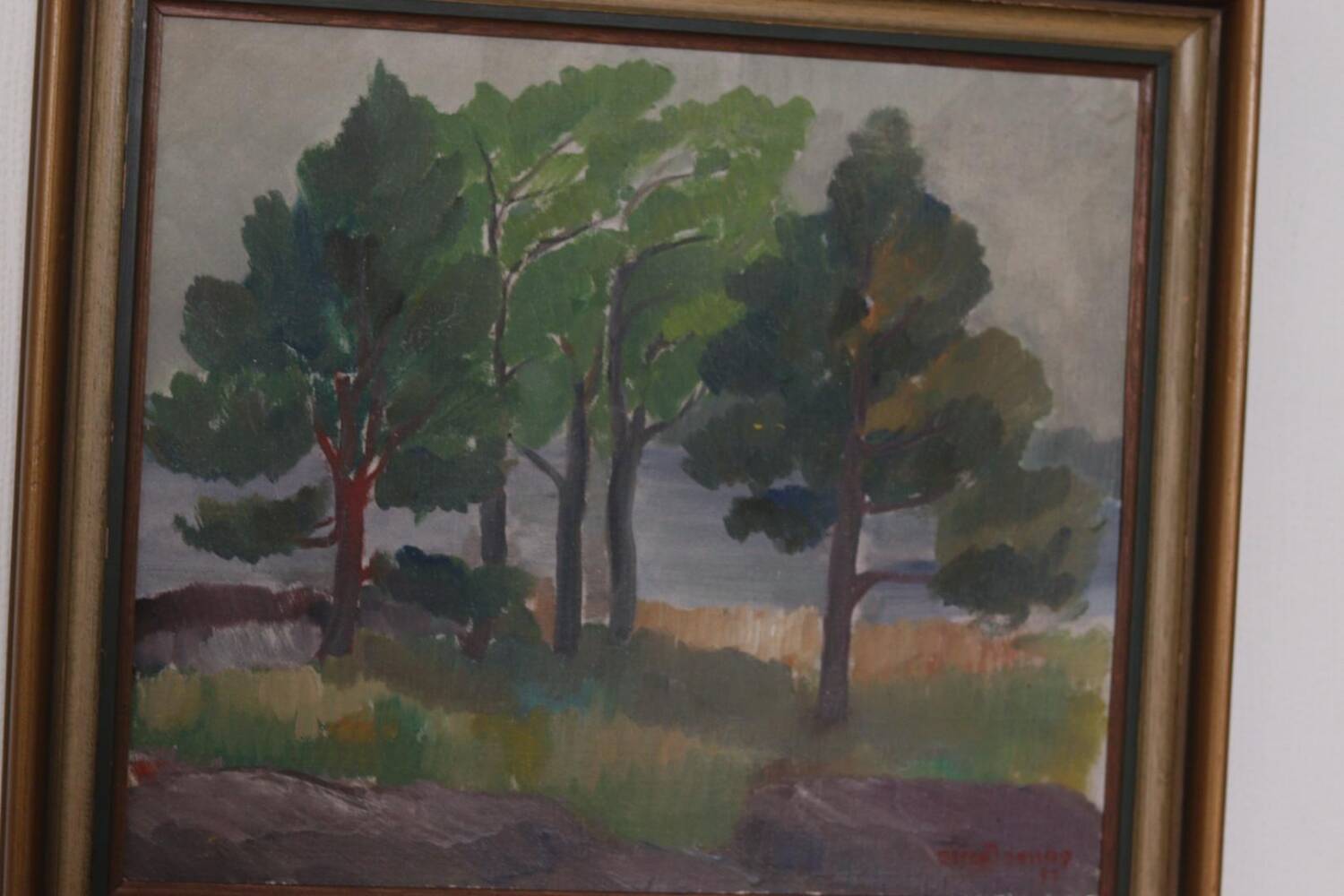 Original Mid Century Swedish Oil on Panel – “Trees, Landscape Motif” b