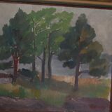 Original Mid Century Swedish Oil on Panel – “Trees, Landscape Motif” b
