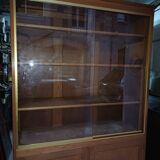 Grande Bibliothèque, Vitrine en bois massif, Design Fonctionnel 1950, 1960