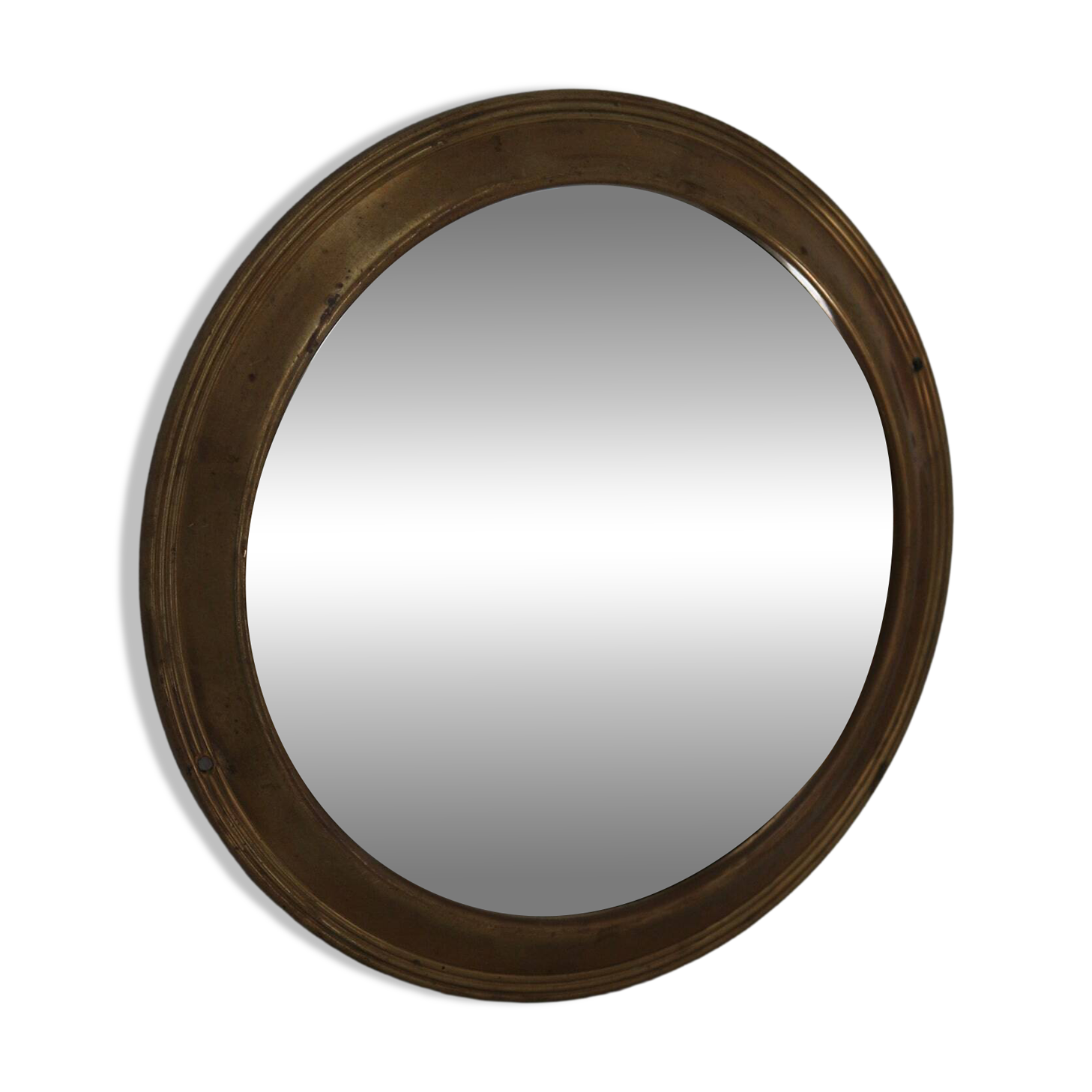 Antique round brass mirror