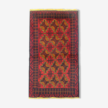 Hand Made Oriental Wool Area Rug Traditional Red Orange Carpet- 84x145cm