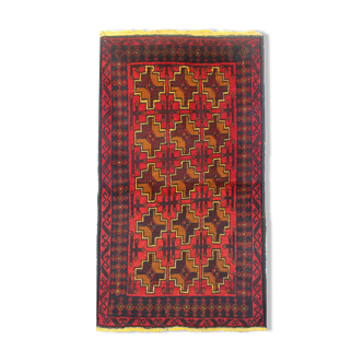 Tapis de laine orientale faite à la main Tapis traditionnel orange rouge - 84x145cm