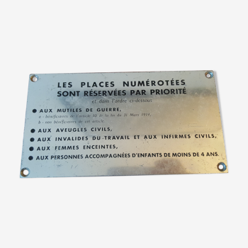 Former metal plate mutilated reserved places of war transit sncf