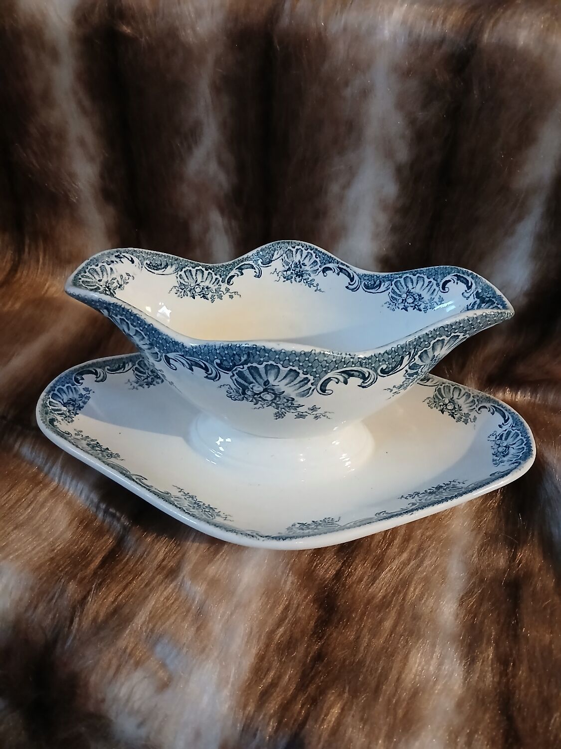 Antique sauce boat in ironstone