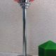 Floor lamp from the 60s/70s, chrome with two opal glass tulips in red and green.
