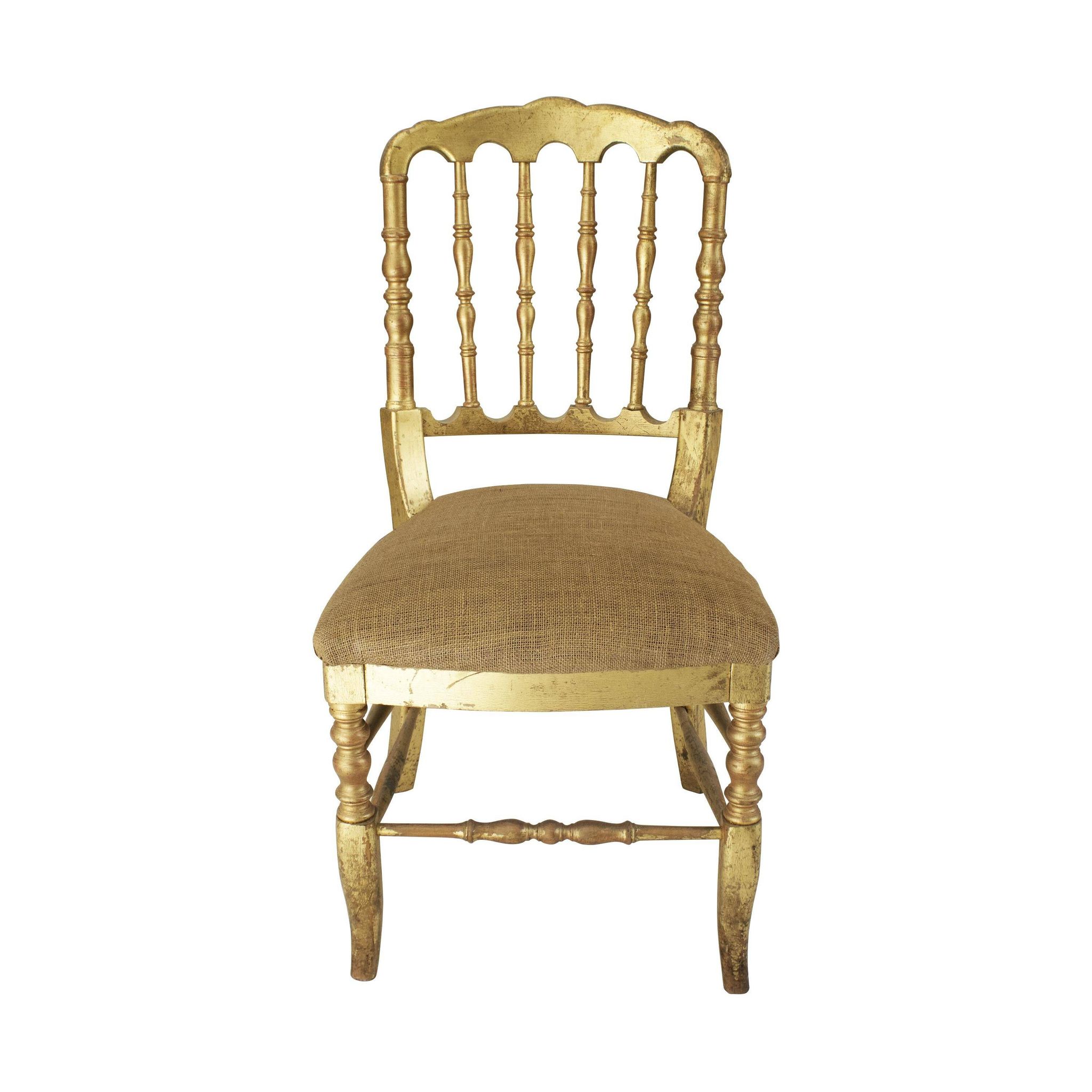 Chaise de style Chiavari en feuille d'or Tiffany, France, vers les années 1960.