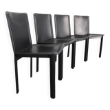 1980s Set of Four Dining Chairs in Leather in Matteo Grassi Style, Italy