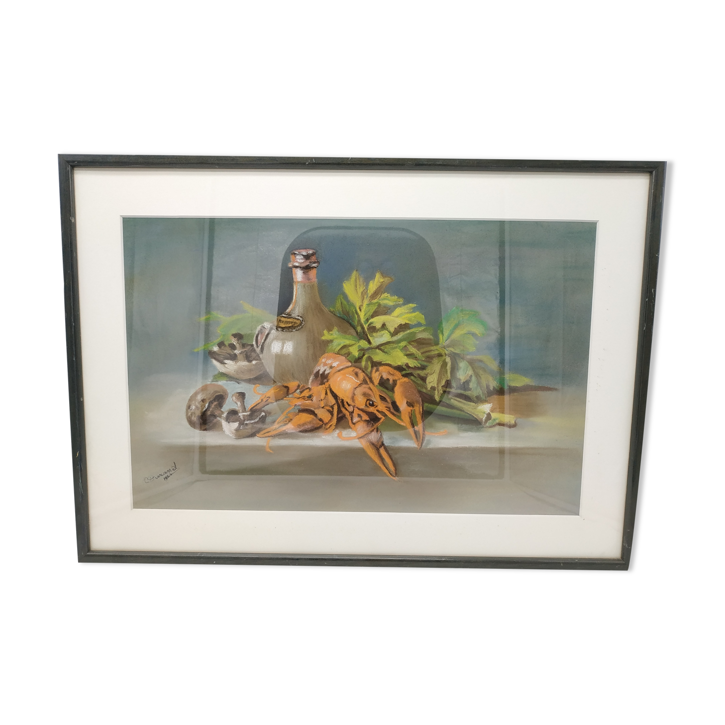 Still life with pastel Breton lobster
