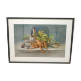 Still life with pastel Breton lobster