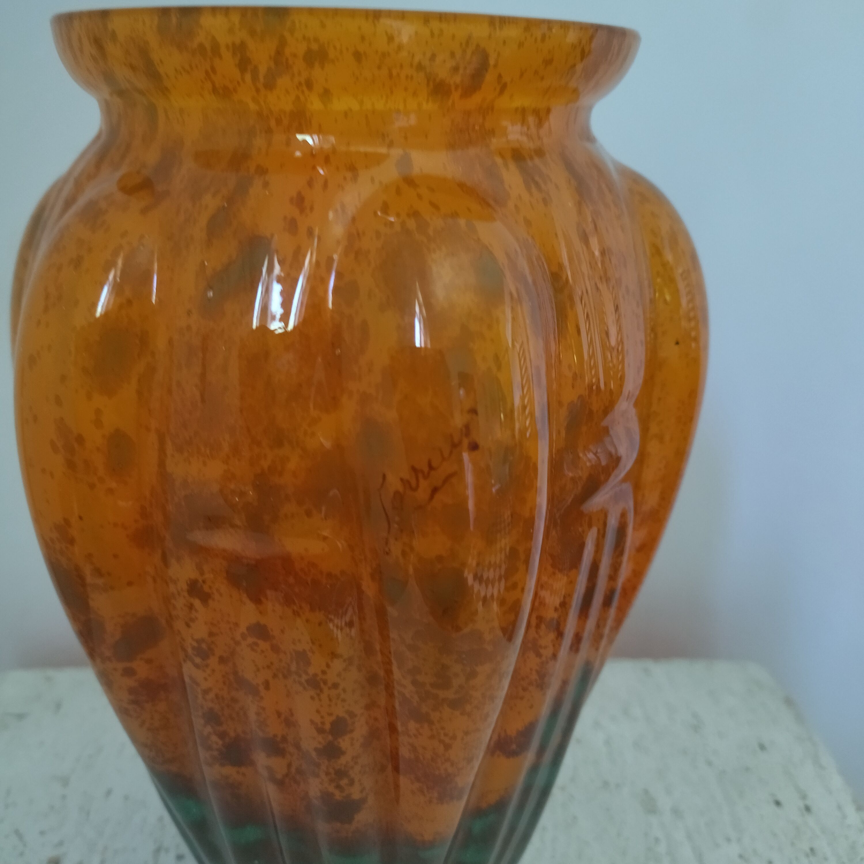 Vase in glass paste art-deco Lorrain Daum