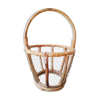 Rattan and mesh basket