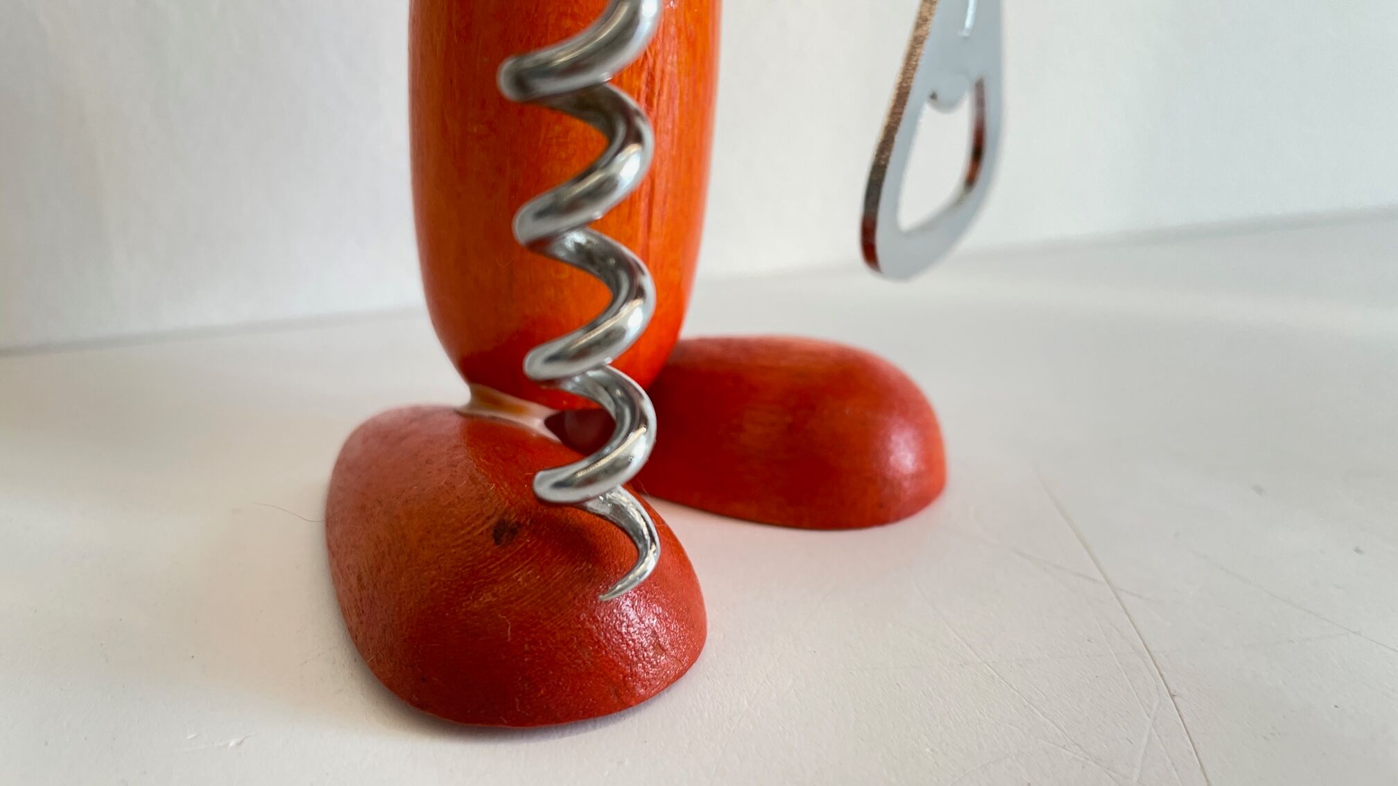 Vintage wooden cat corkscrew