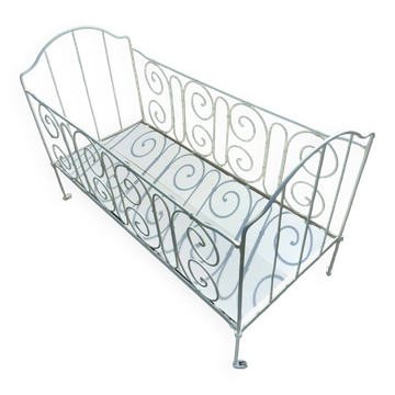 Banquette lit en fer forgé + matelas + 2 draps