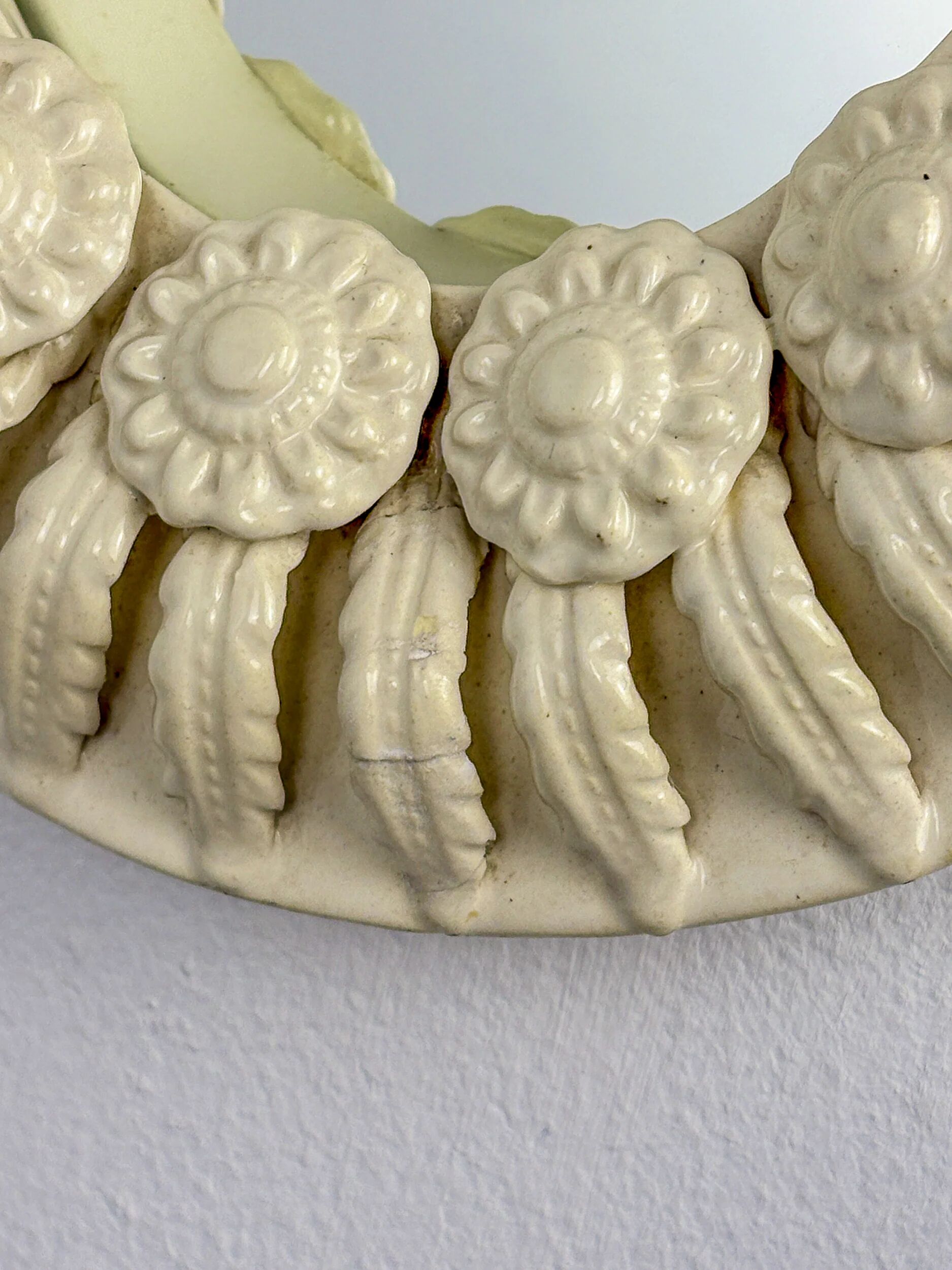Spanish floral ceramic mirror from Manises, Spain, circa 1970s