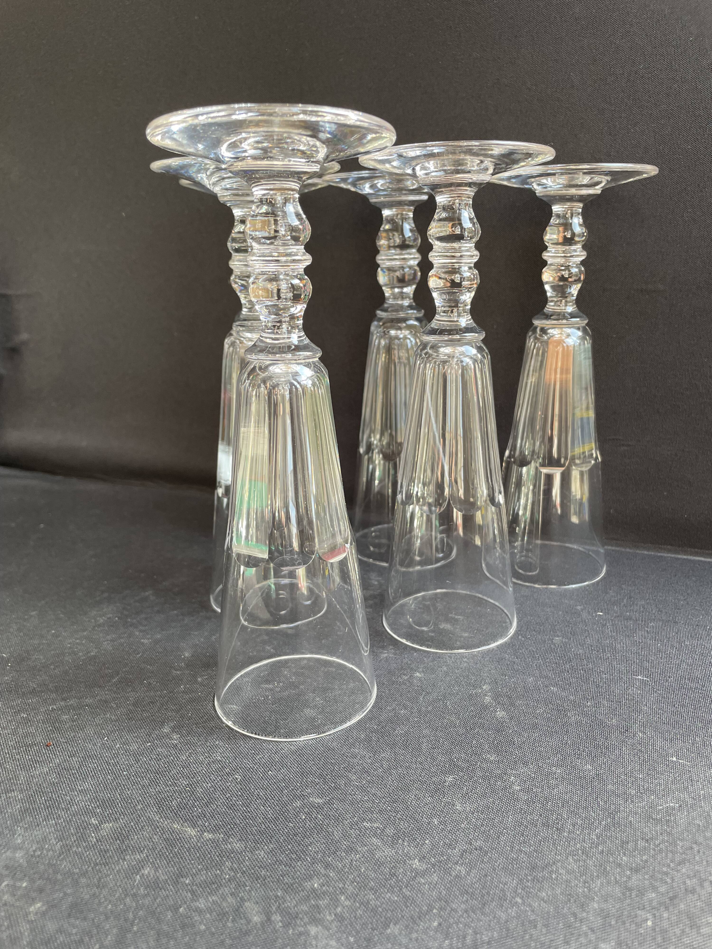 6 Baccarat Clermont 19th century champagne flutes