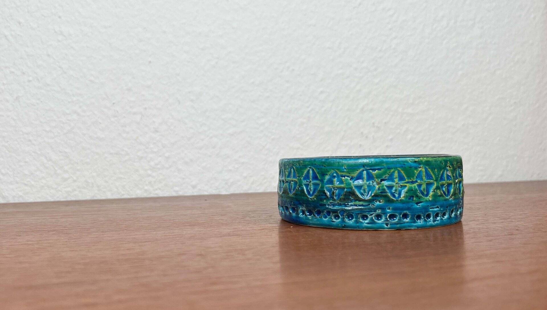 Mid-Century Modern Rimini Blu Pottery Candleholder by Aldo Londi for Bitossi, Italy, 1960s