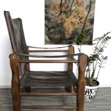 Chair called Safari wooden and leather, 1950s