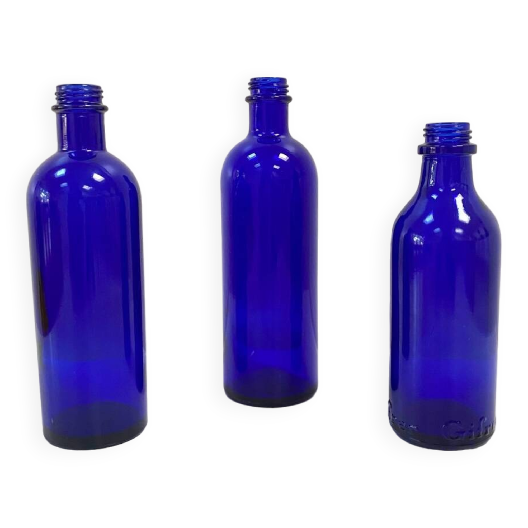 Cobalt Blue Glass Bottle/Vase Trio