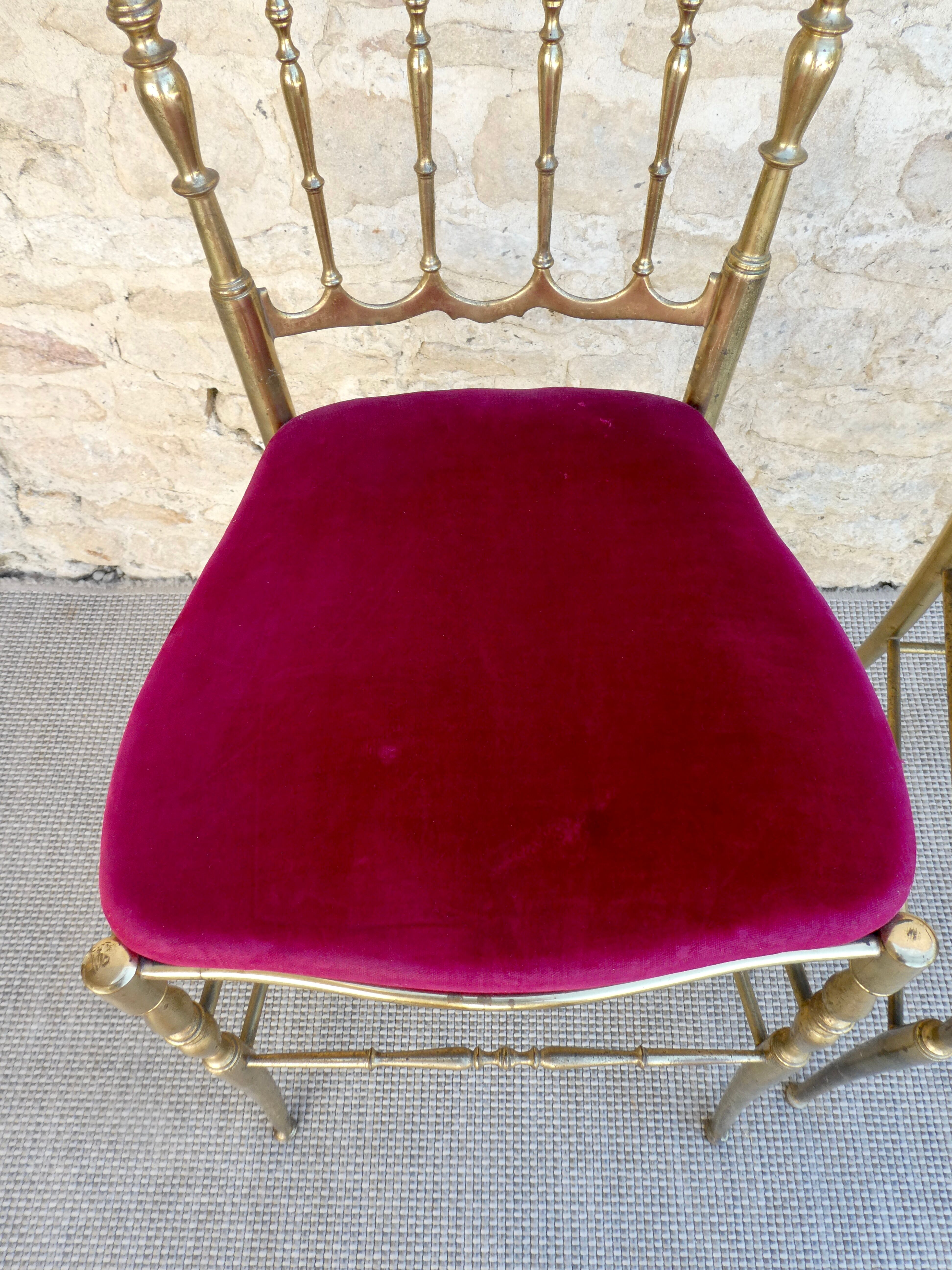 Pair of chairs "Chariviari" in brass 60s