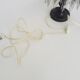 Table lamp, bedside lamp, silver metal base, globe and beads