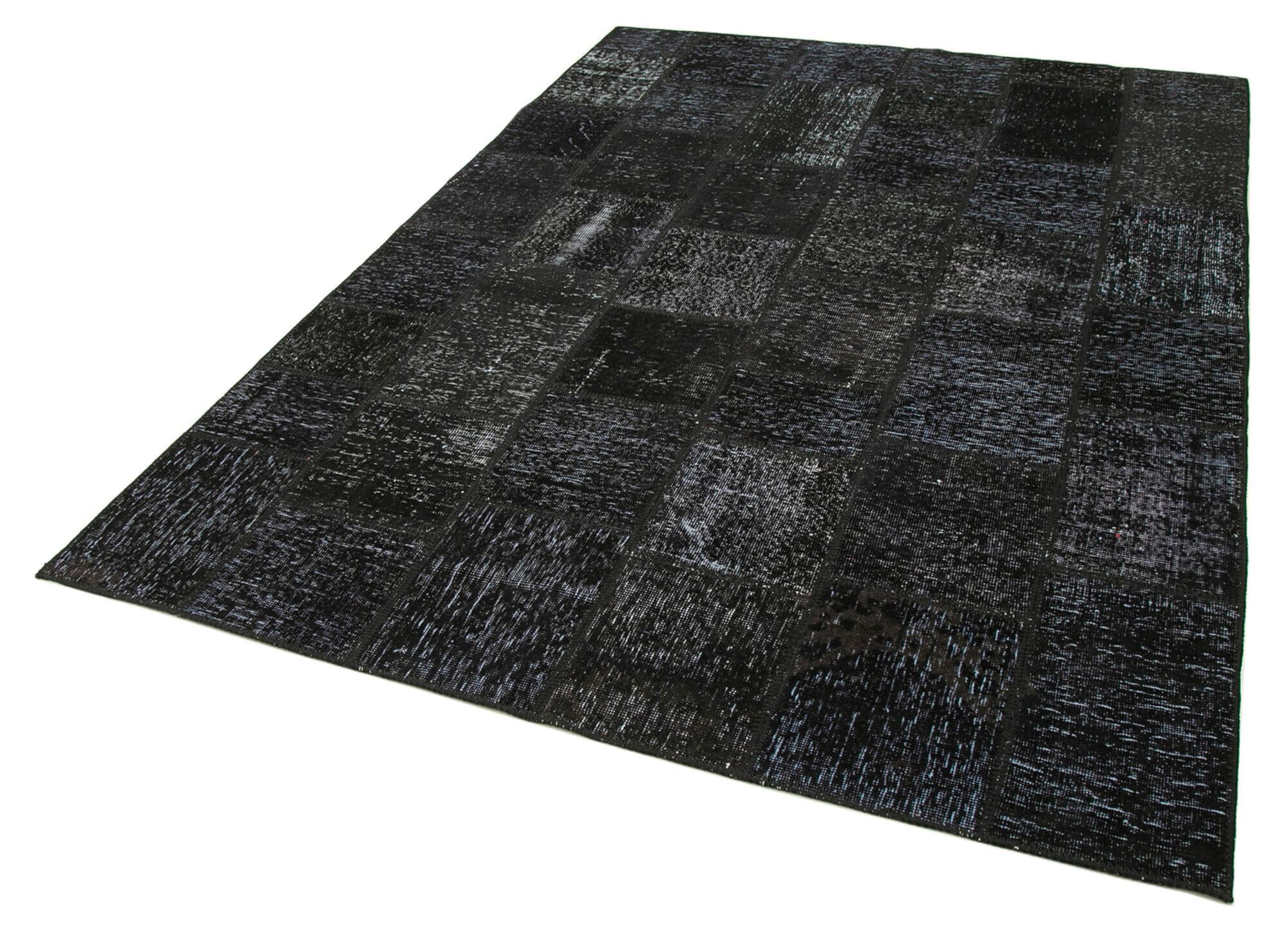 Hand-knotted oriental vintage 172 cm x 242 cm black patchwork carpet