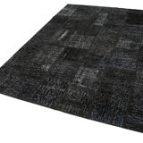 Tapis oriental vintage noué à la main 172 cm x 242 cm tapis patchwork noir