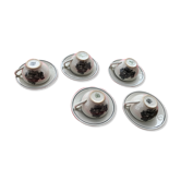 5 tasses et 5 soucoupes La Louvière boch Belgique scène paysanne art deco