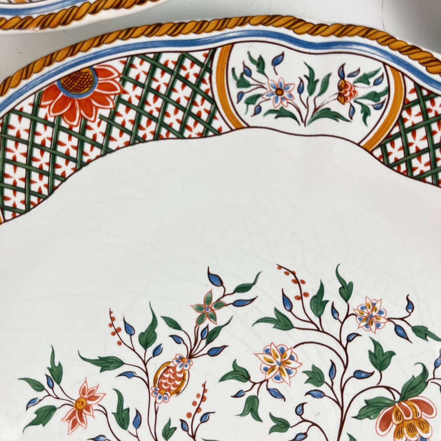 Set of 6 dessert plates Gien model Rouen Sainfoin, 1990