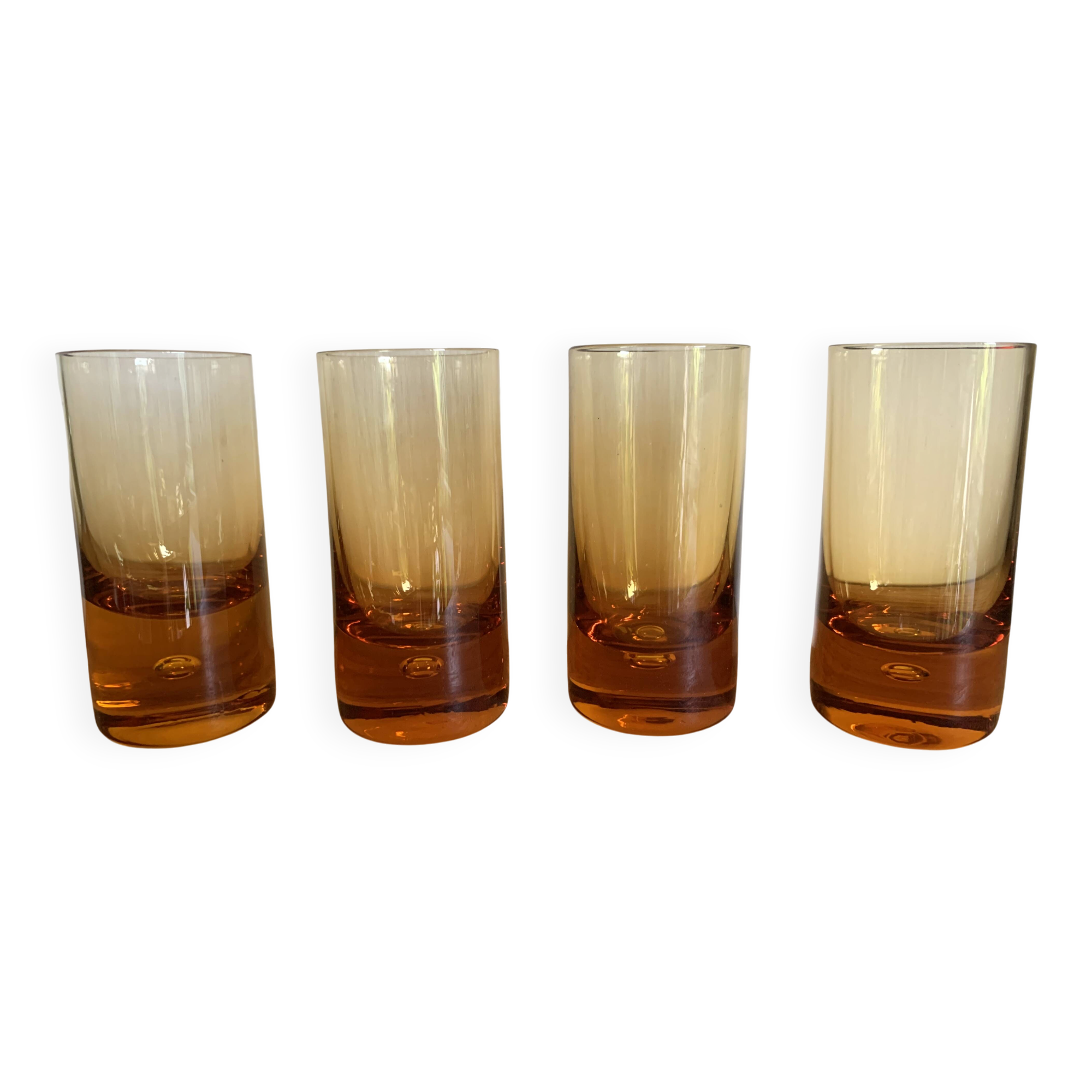 4 verres ambrés, années 60
