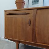Scandinavian teak row 50s-60s, French manufacture signed Eros
