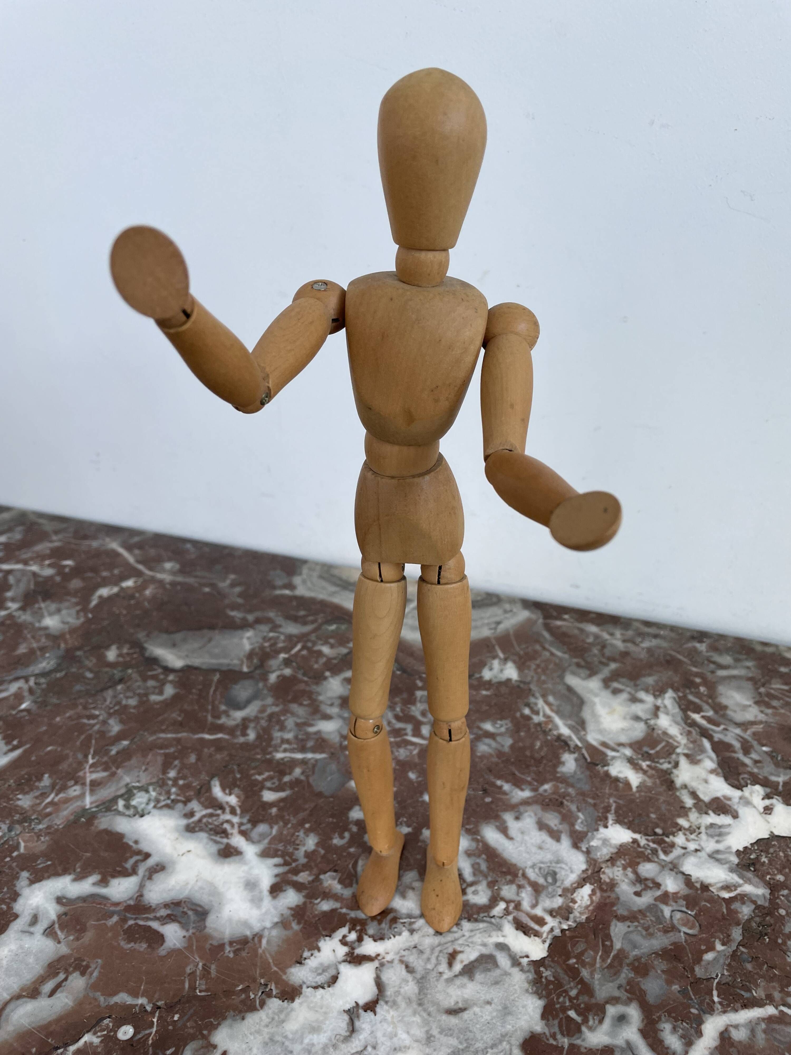 Articulated drawing puppet, wooden mannequin, drawing accessory, vintage French, window decor