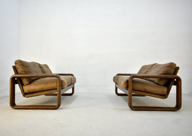 Pair of Rosenthal Studio Line Model Hombre Leather Sofa by Burkhart Vogtherr, Germany 1975