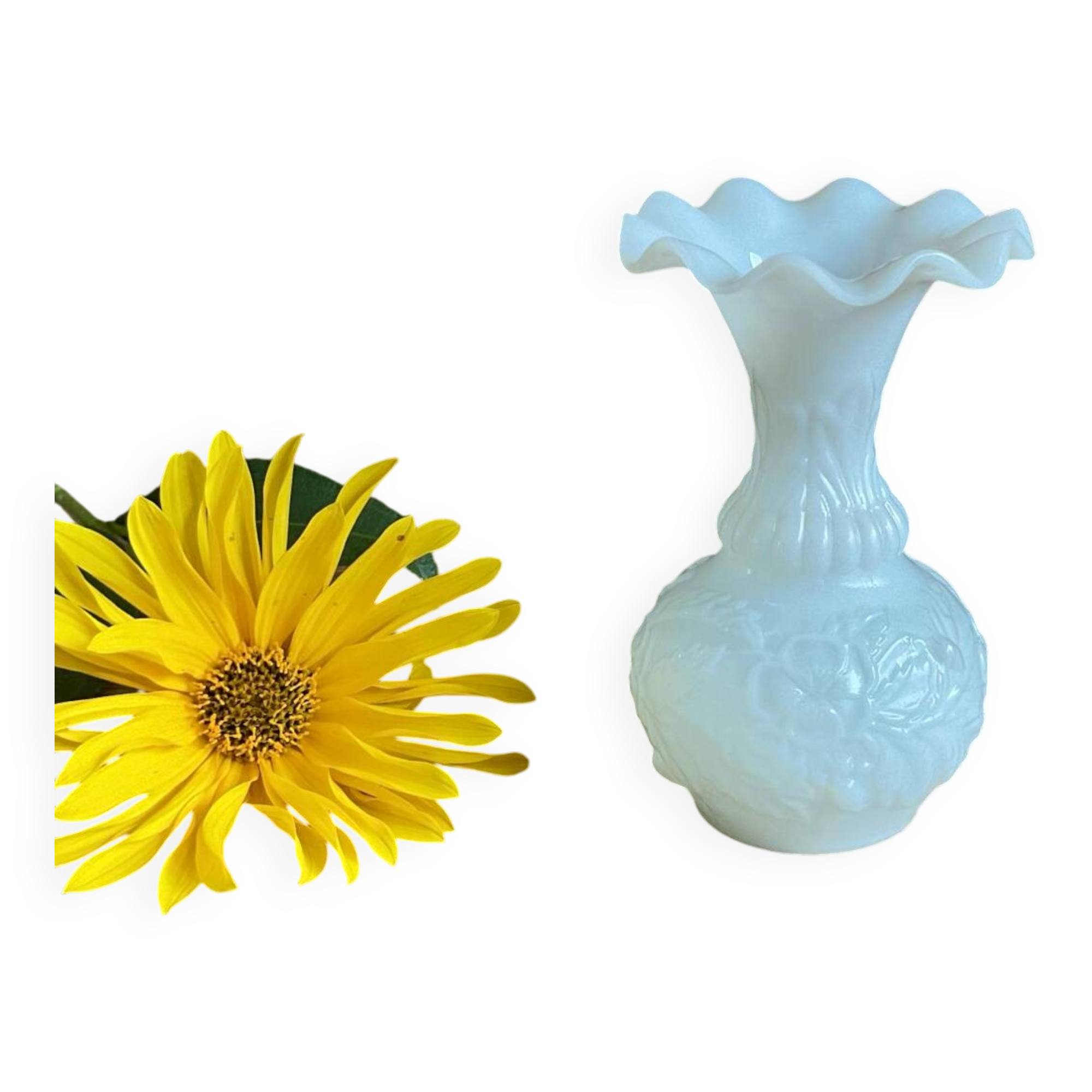 Small white milk glass vase