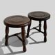 Mid-Century Chestnut Wood Stools Attributed to Charles Dudouyt, 1950s