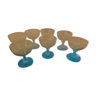 7 crystal Champagne flutes from Portieux