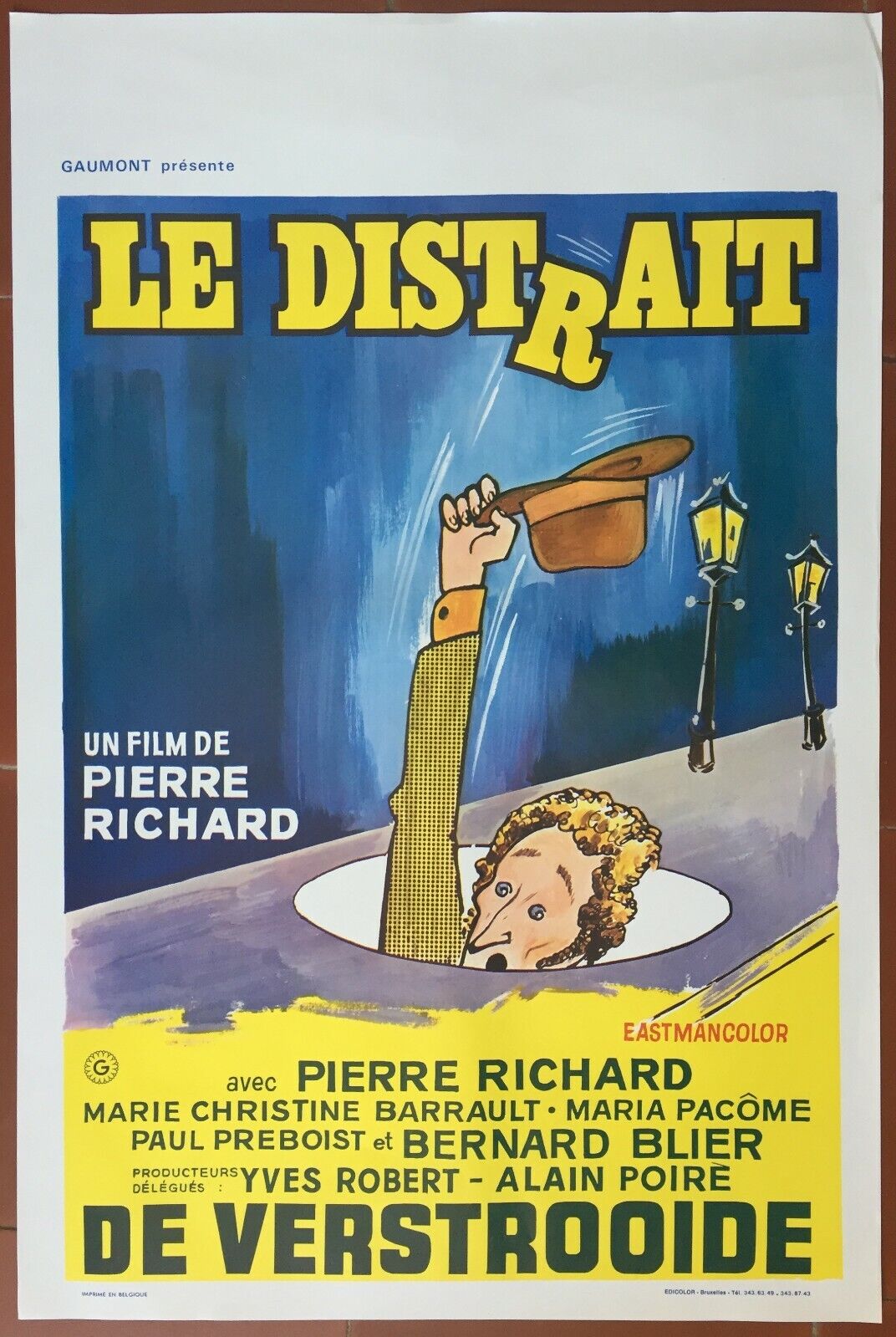 Affiche cinéma originale "Le Distrait" Pierre Richard 37x55cm 1970