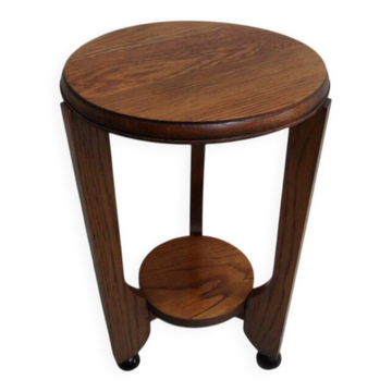 Table d'appoint ronde en chêne Art Déco