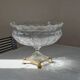 Cut crystal bowl on a brass base in bohemian style.