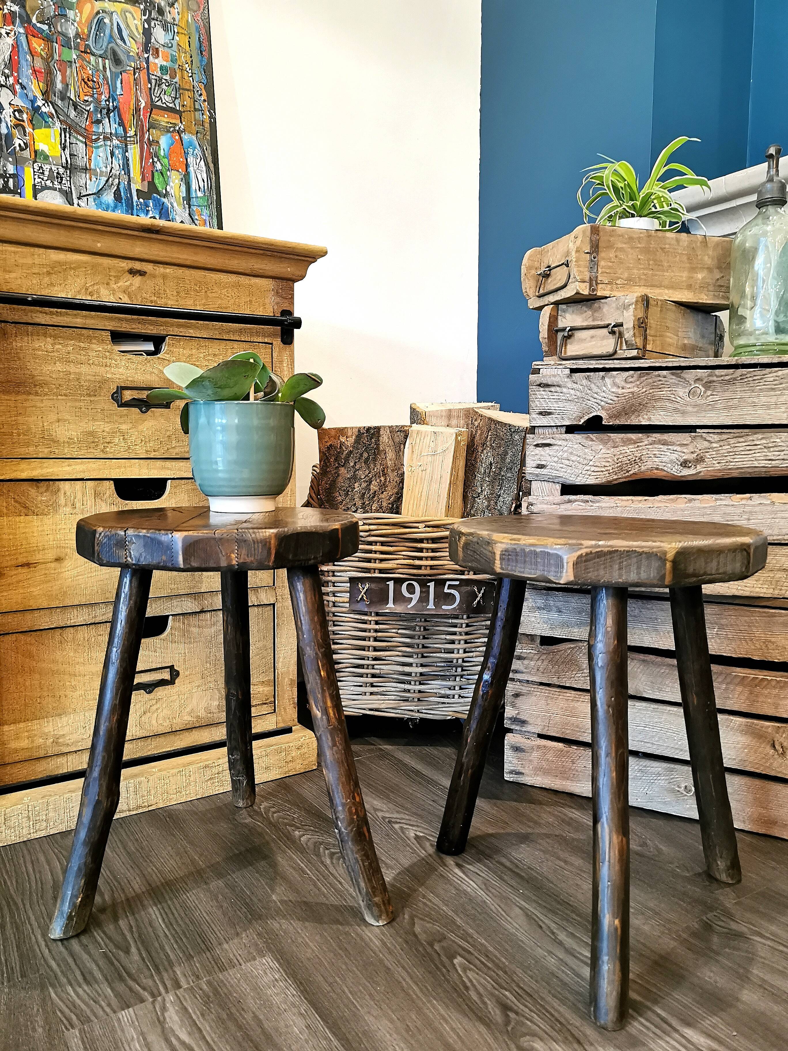 Pair of tripod stools
