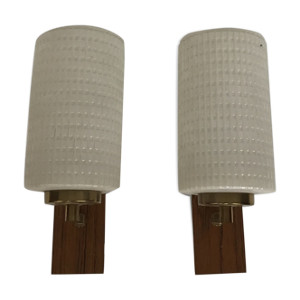 Pair of opalin glass sconces