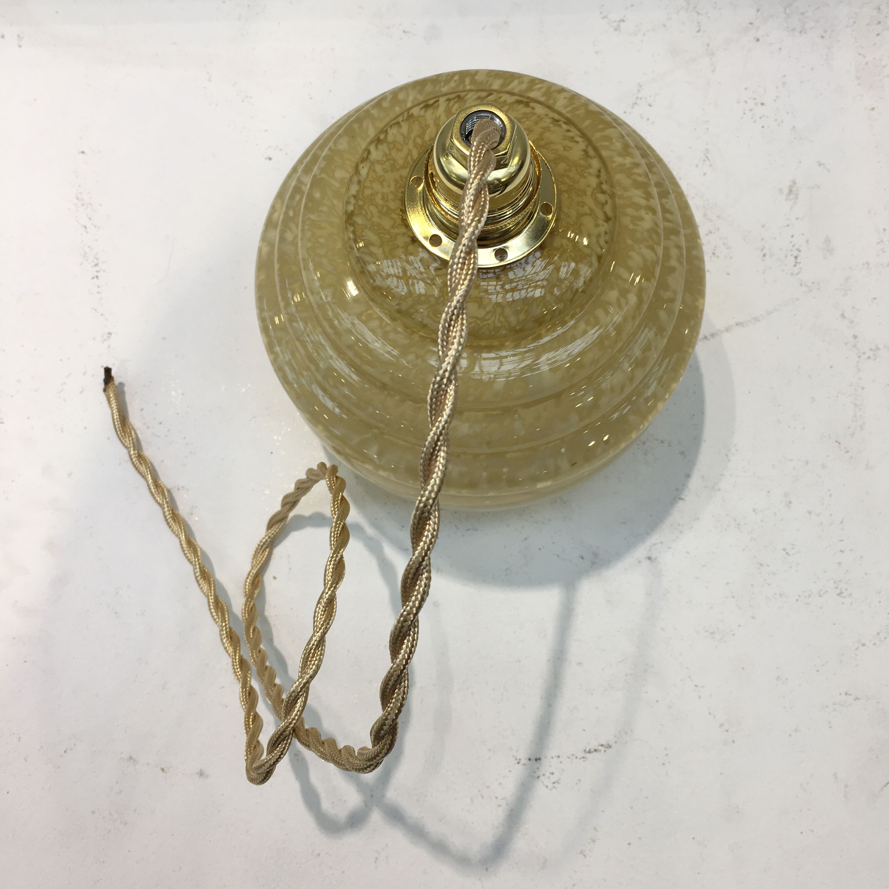 Art deco pendant lamp in yellow Clichy glass