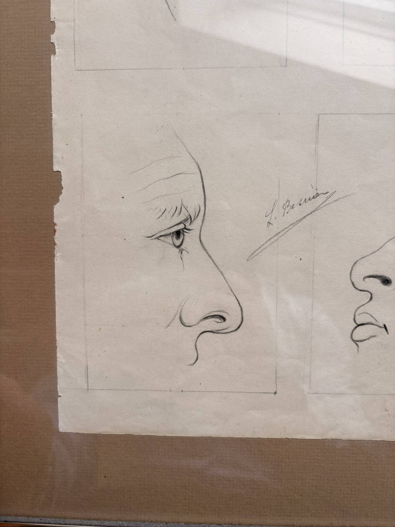 Old Engraving 19th Century Framed Anatomy Nose Mouth Plate Head Morphology