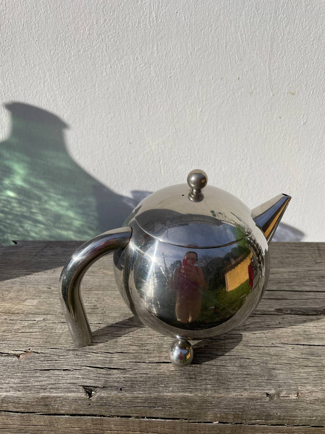 1960s Atomic Stainless Steel Teapot