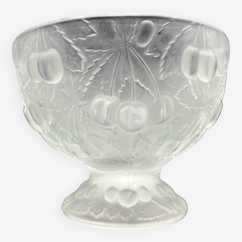 Art Deco pressed glass salad bowl cherry decoration Joseph Inwald Barolac