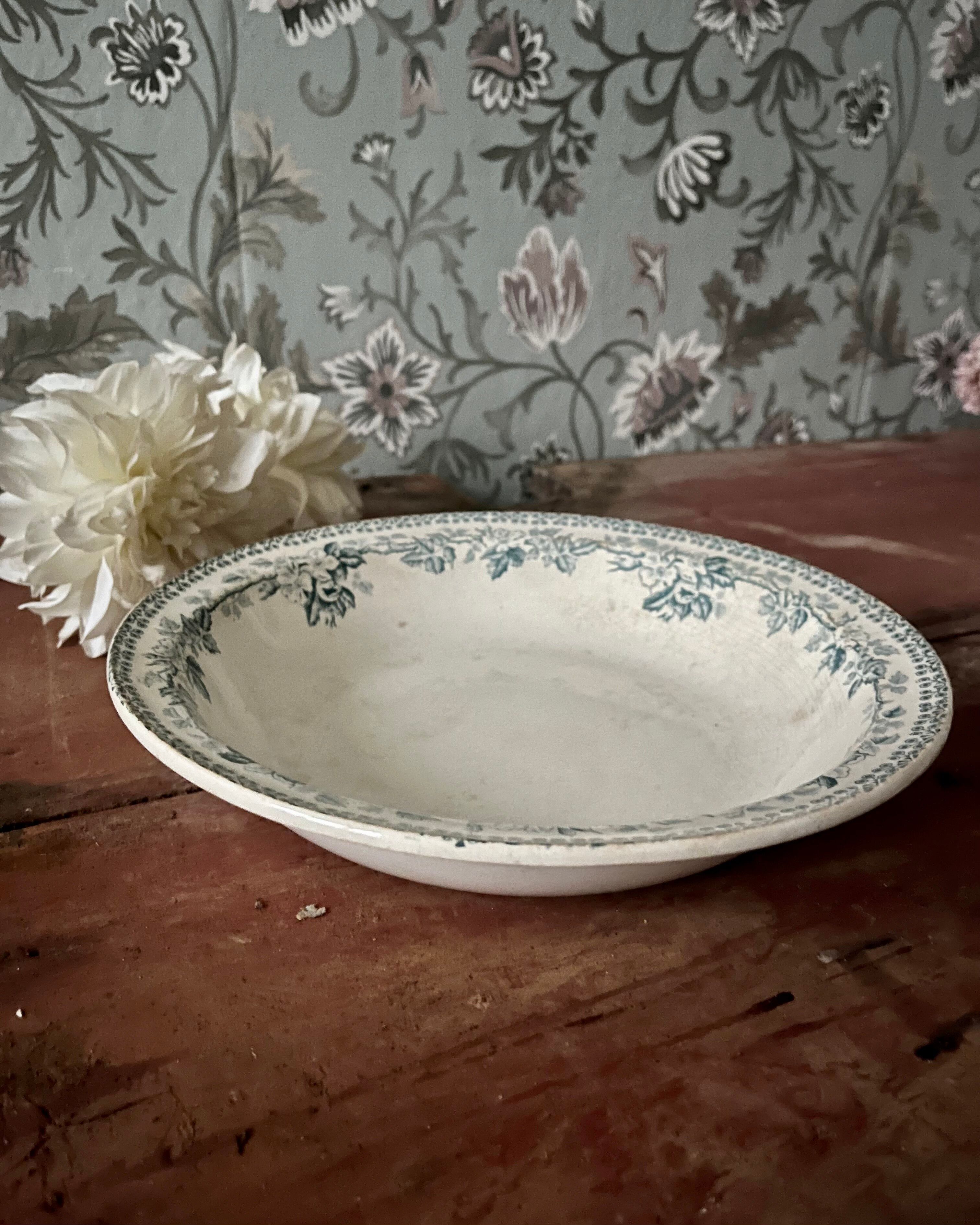 Shallow round plate from Saint Amand ironstone.